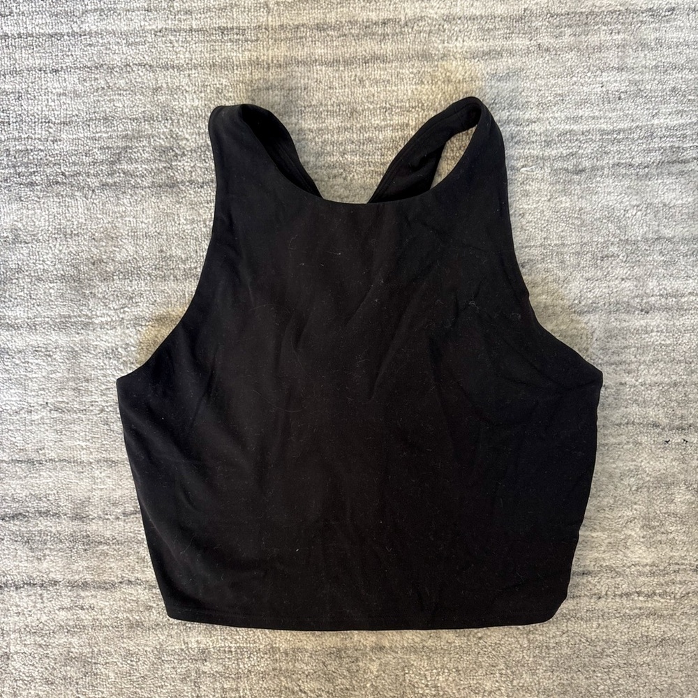 Athleta Momentum Seamless High Neck Crop Tank – Black, Size M